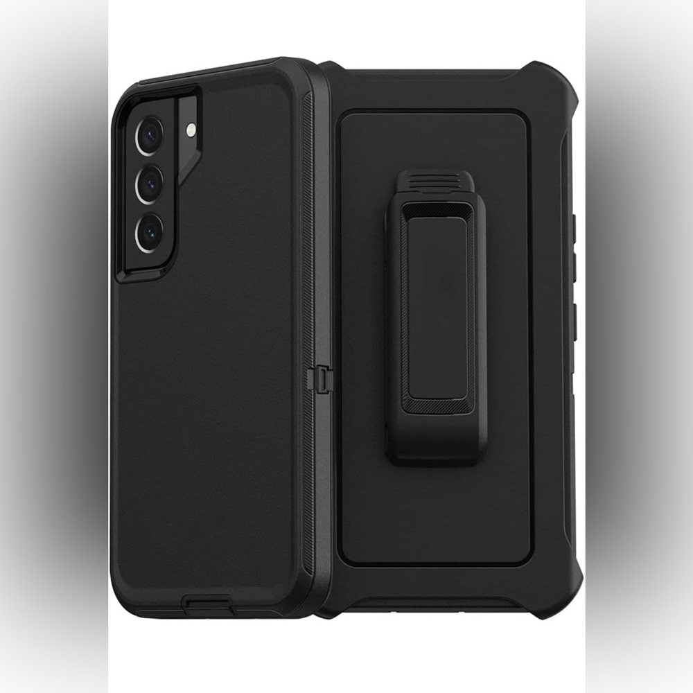 Samsung S22 Rugged Black Phone Case with Belt Clip